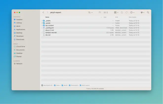 Export contents